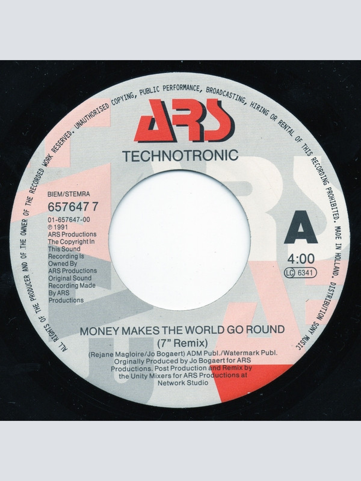 Vinyl / Technotronic Featuring Reggie - Money Makes The World Go Round