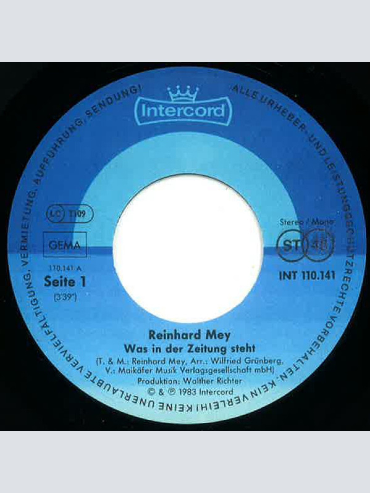 Vinyl / Reinhard Mey - Was In Der Zeitung Steht