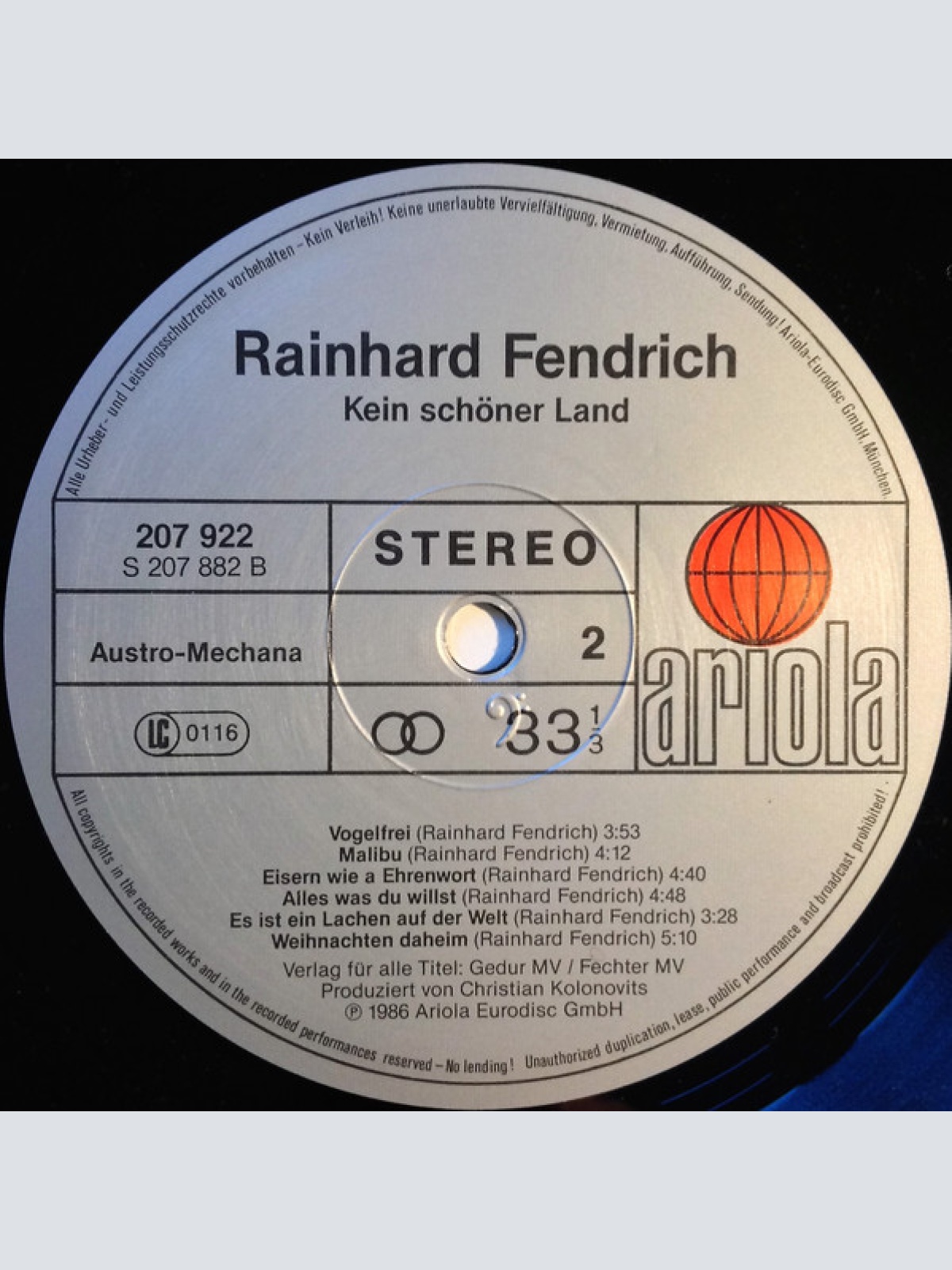 Vinyl / Rainhard Fendrich - Kein Schöner Land