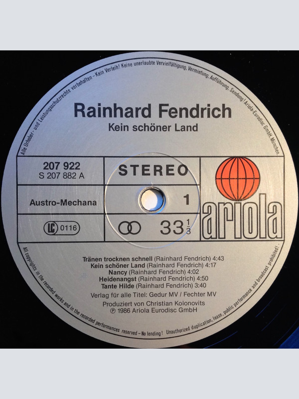 Vinyl / Rainhard Fendrich - Kein Schöner Land