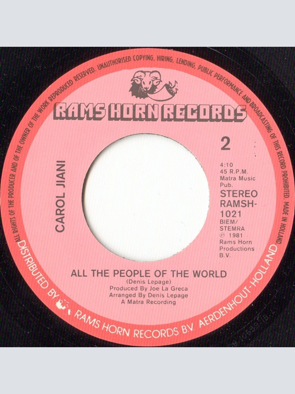 Vinyl / Carol Jiani - Hit 'N Run Lover