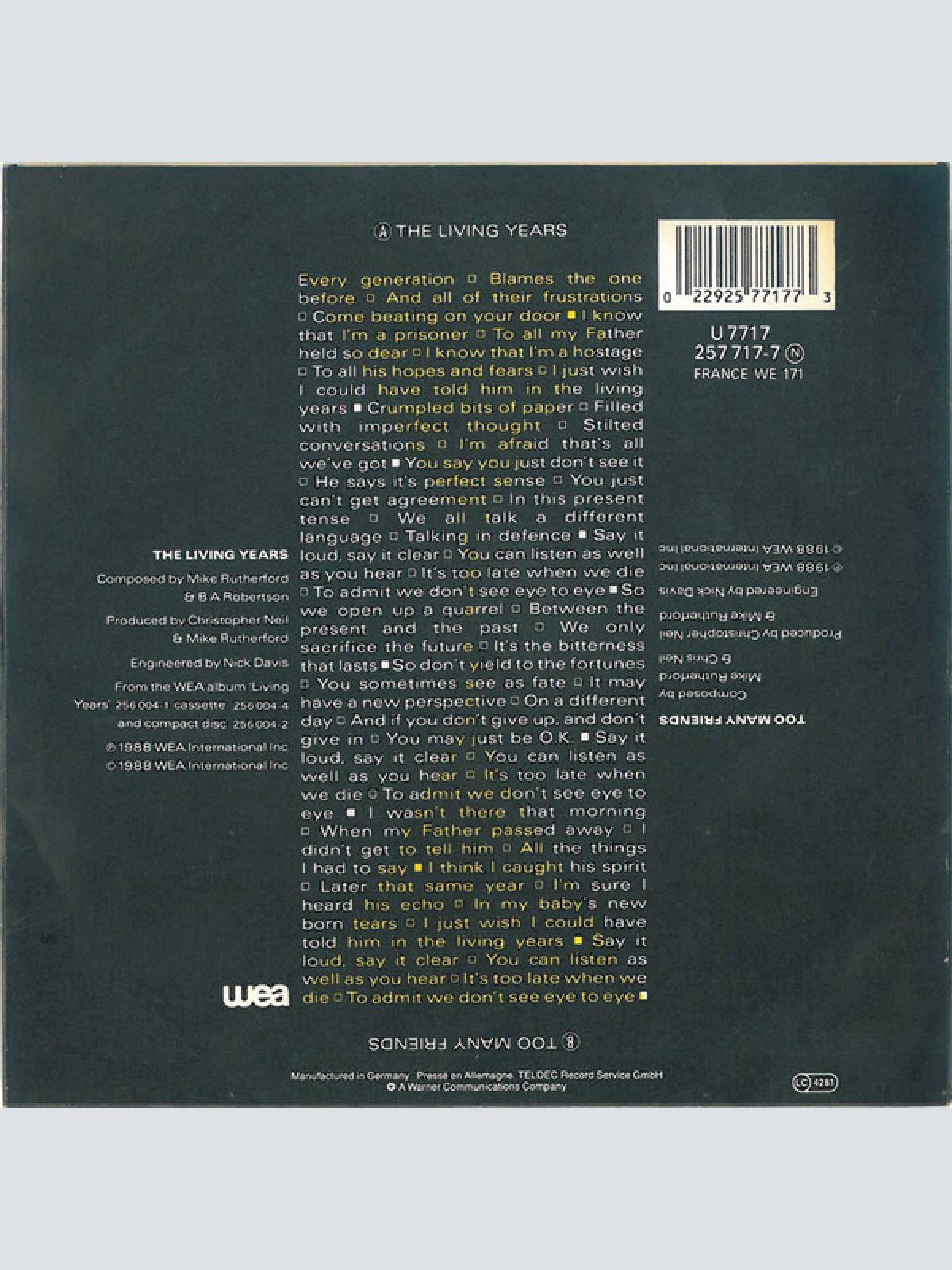 Vinyl / Mike + The Mechanics* - The Living Years