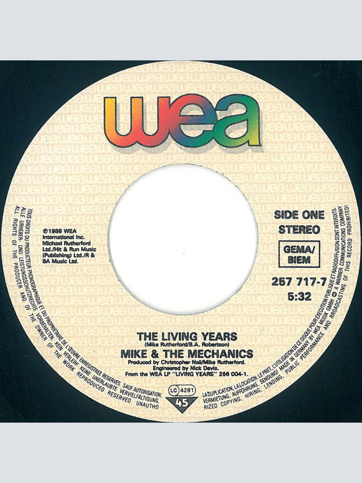 Vinyl / Mike + The Mechanics* - The Living Years