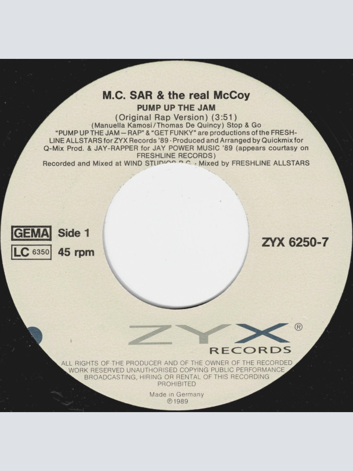 Vinyl / M.C.Sar & The Real McCoy* - Pump Up The Jam Rap