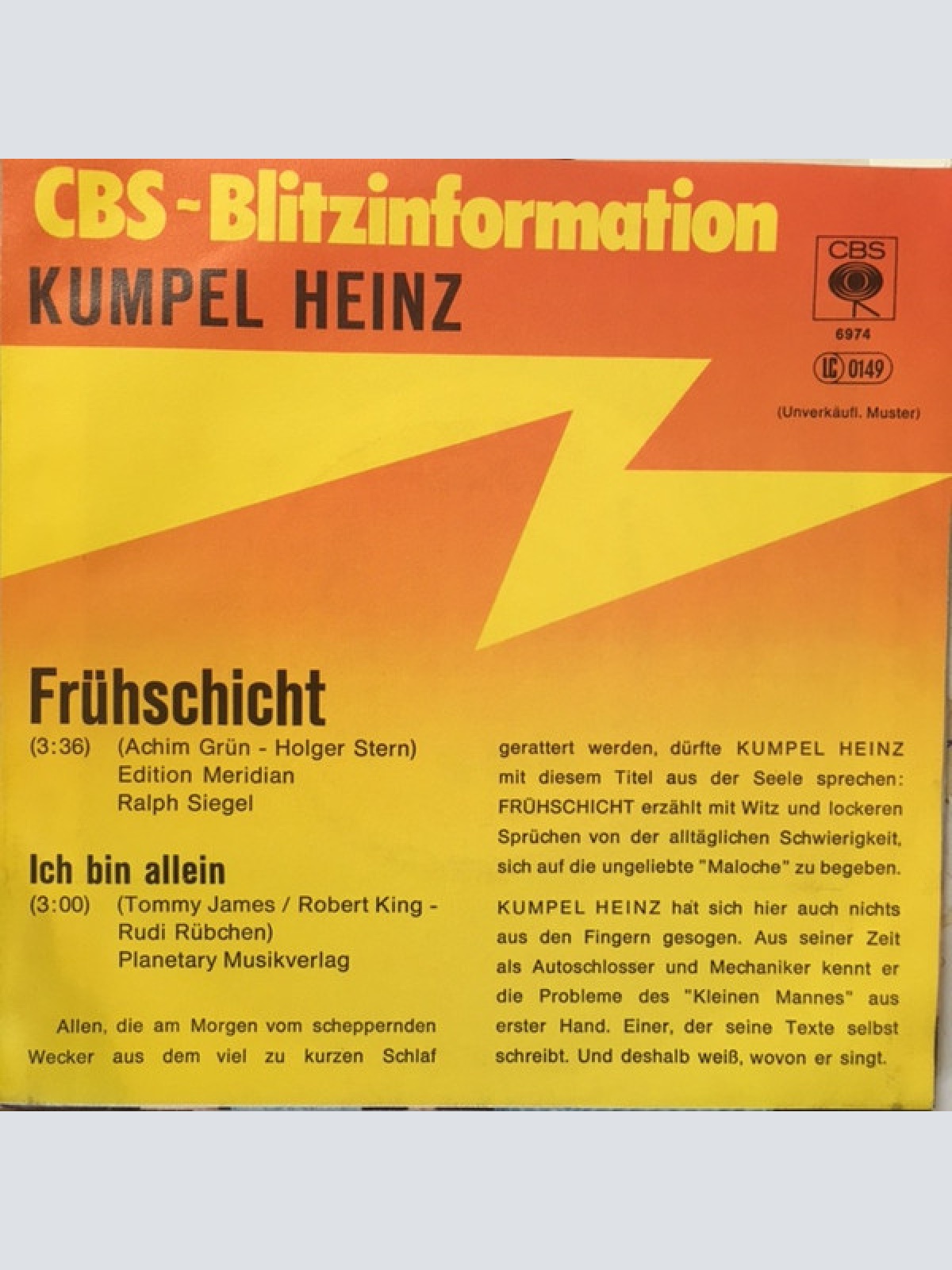 Vinyl / Kumpel Heinz - Frühschicht