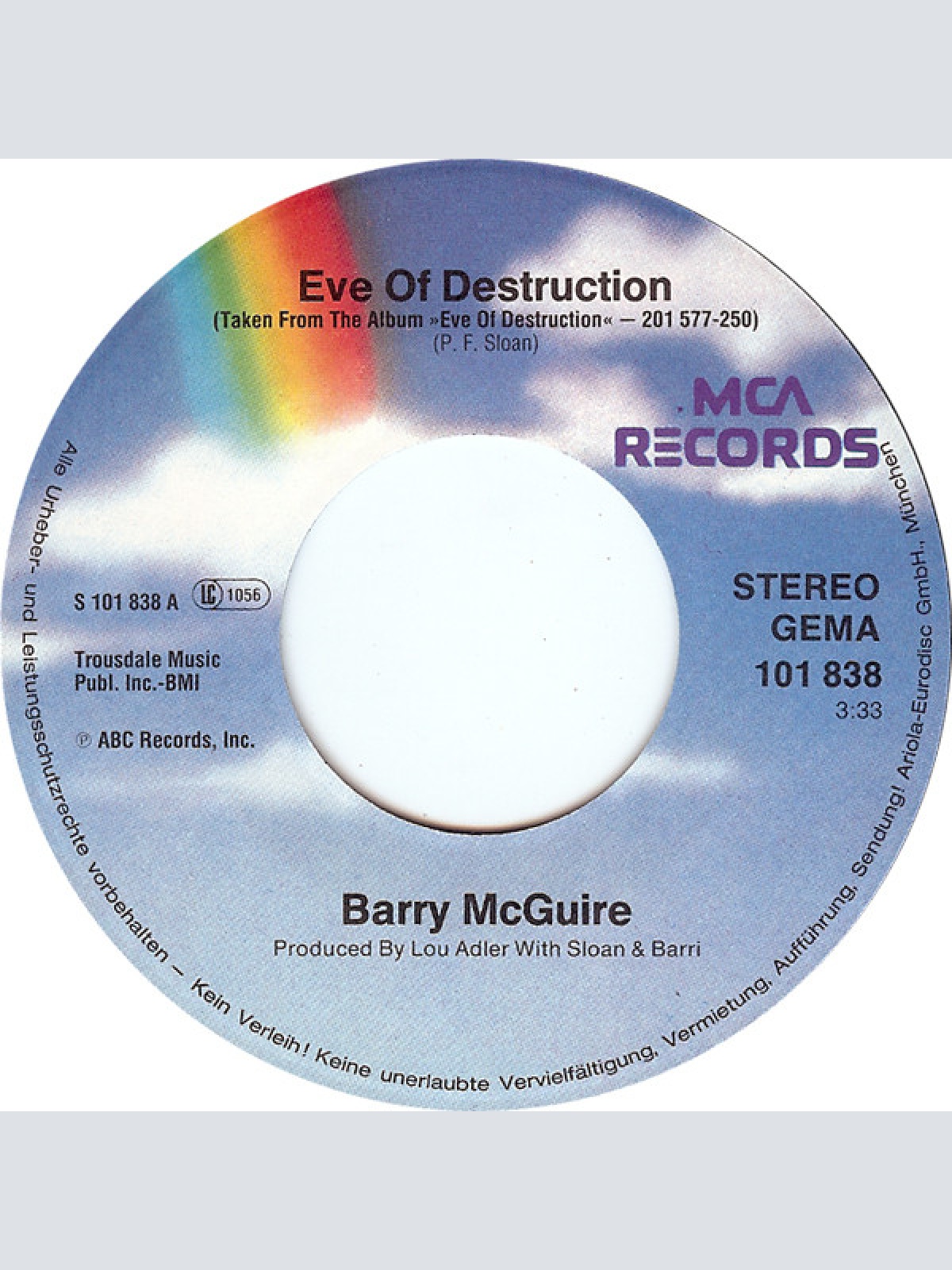 Vinyl / Barry McGuire - Eve Of Destruction / Cloudy Summer Afternoon