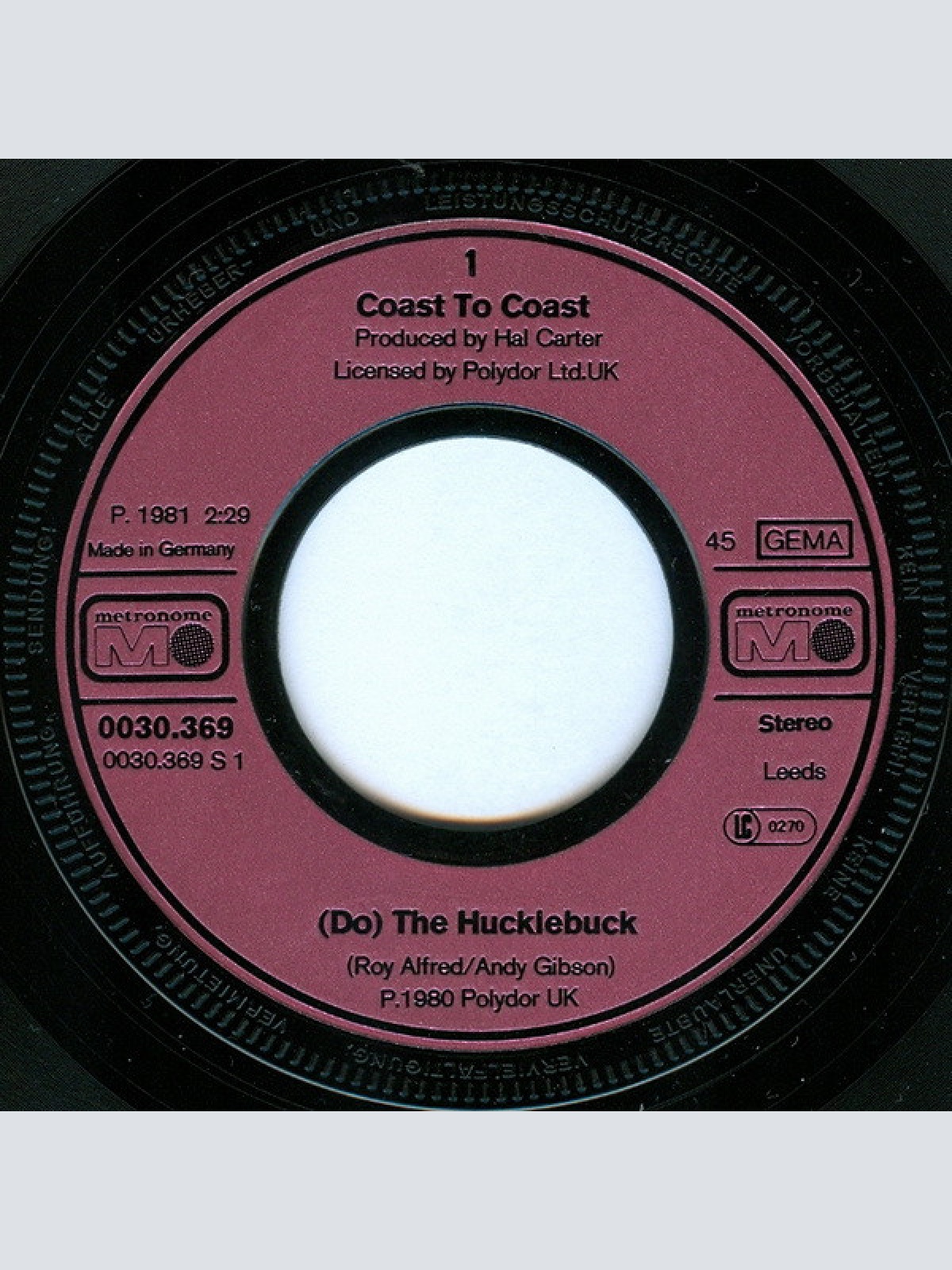 Vinyl / Coast To Coast - (Do) The Hucklebuck