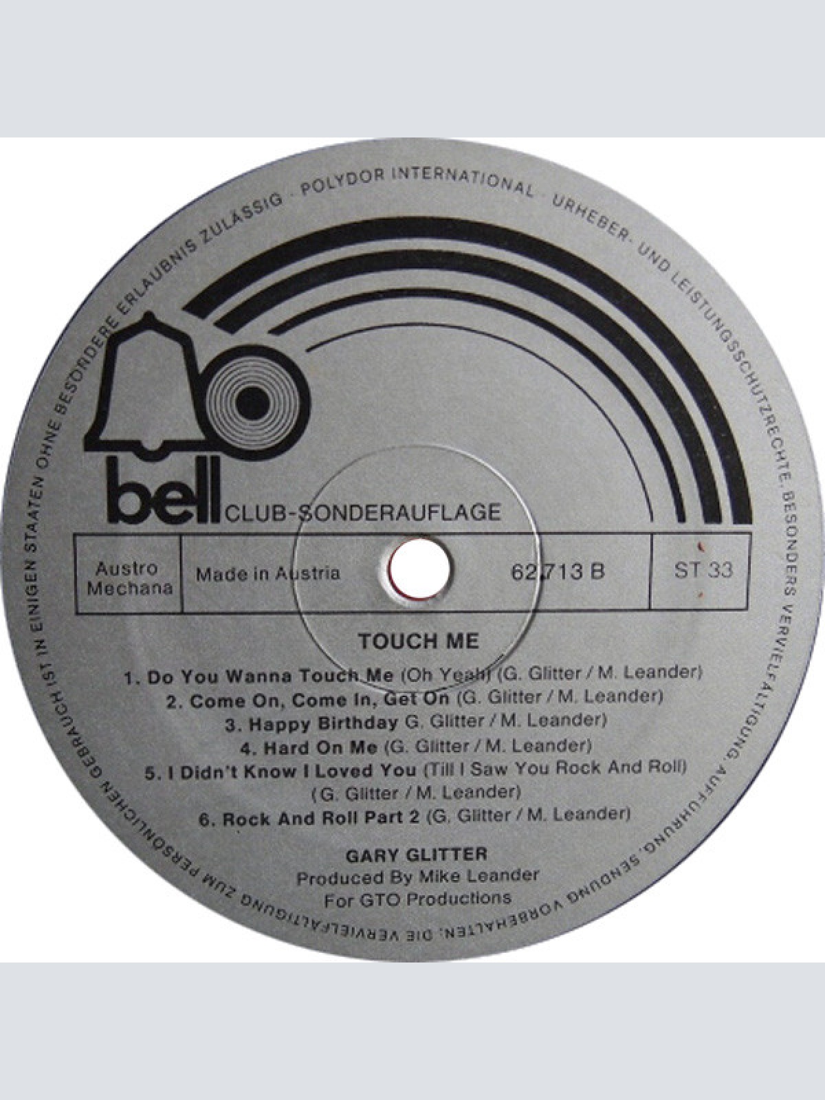 Vinyl / Gary Glitter - Touch Me