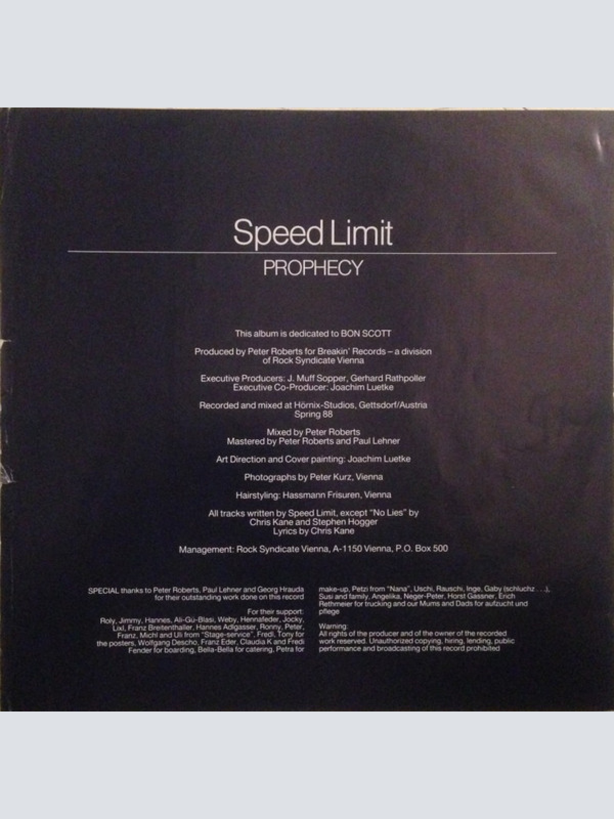 Vinyl / Speed Limit (11) - Prophecy