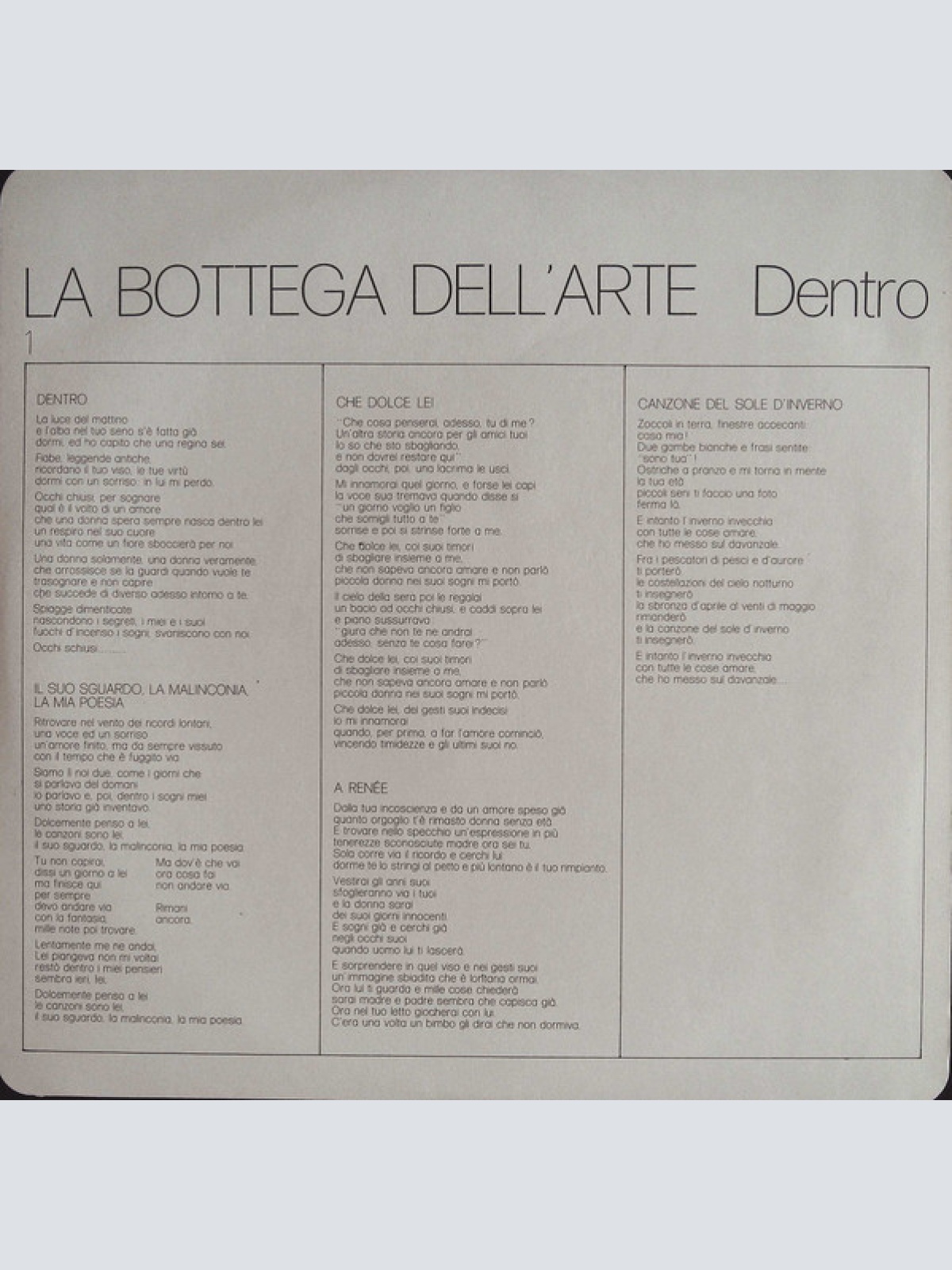 Vinyl / La Bottega Dell'Arte - Dentro