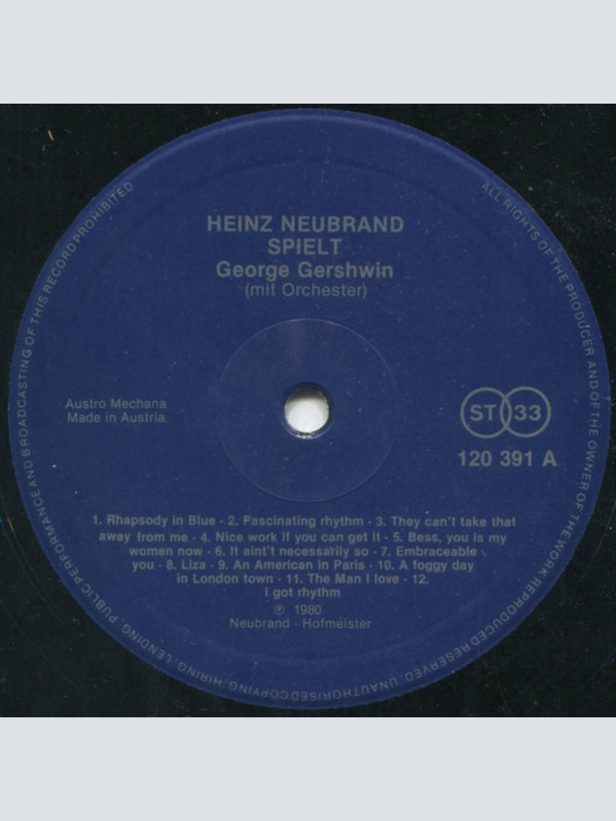 Vinyl / Heinz Neubrand - Heinz Neubrand Spielt George Gershwin