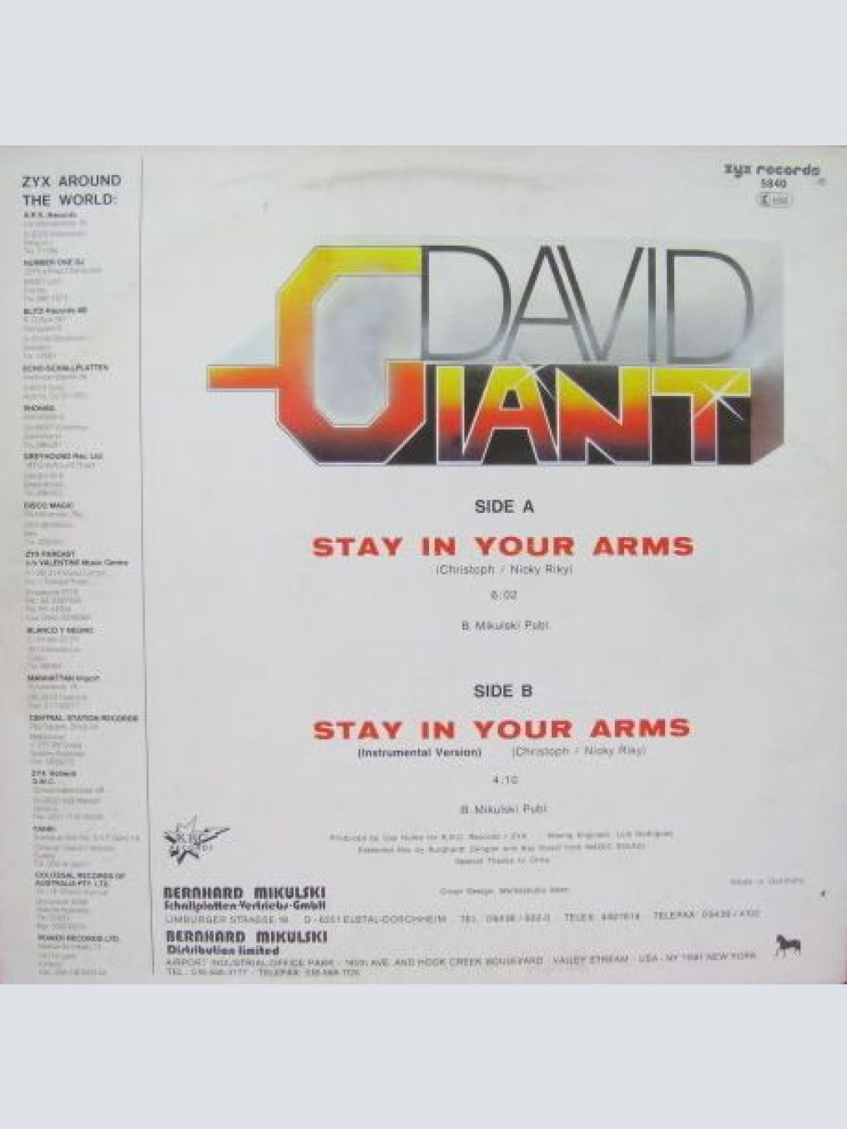 Vinyl / David Giant - Stay In Your Arms