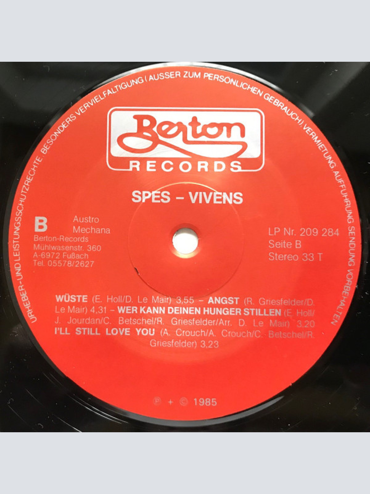 Vinyl / Spes Vivens - Spes Vivens