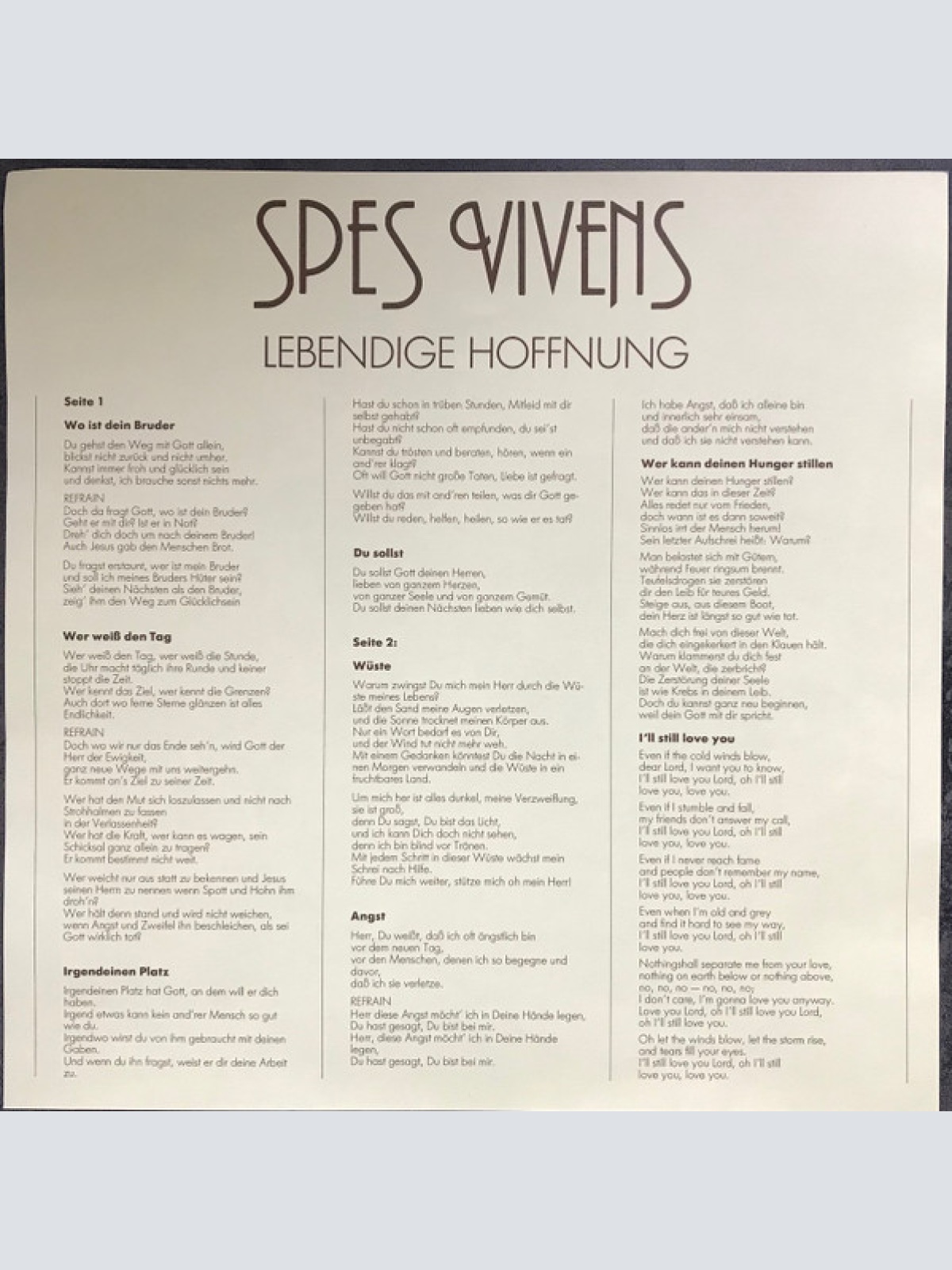 Vinyl / Spes Vivens - Spes Vivens