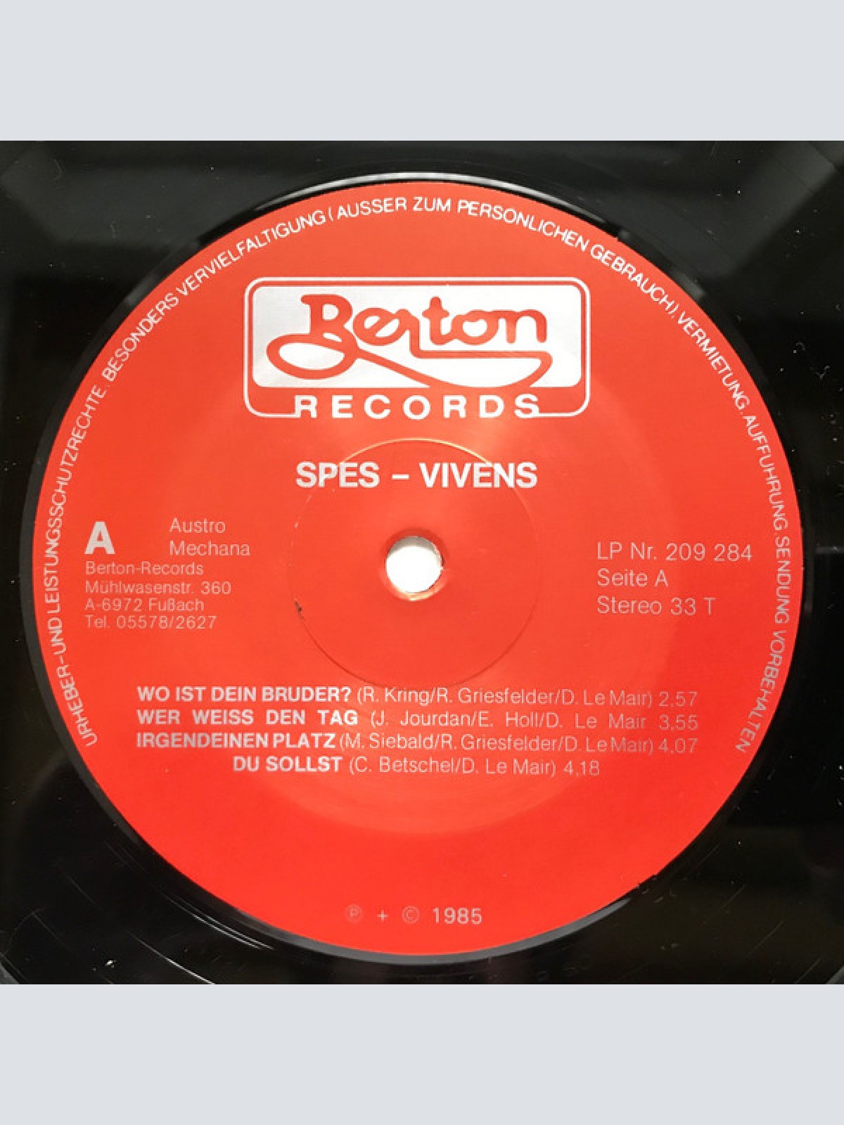 Vinyl / Spes Vivens - Spes Vivens