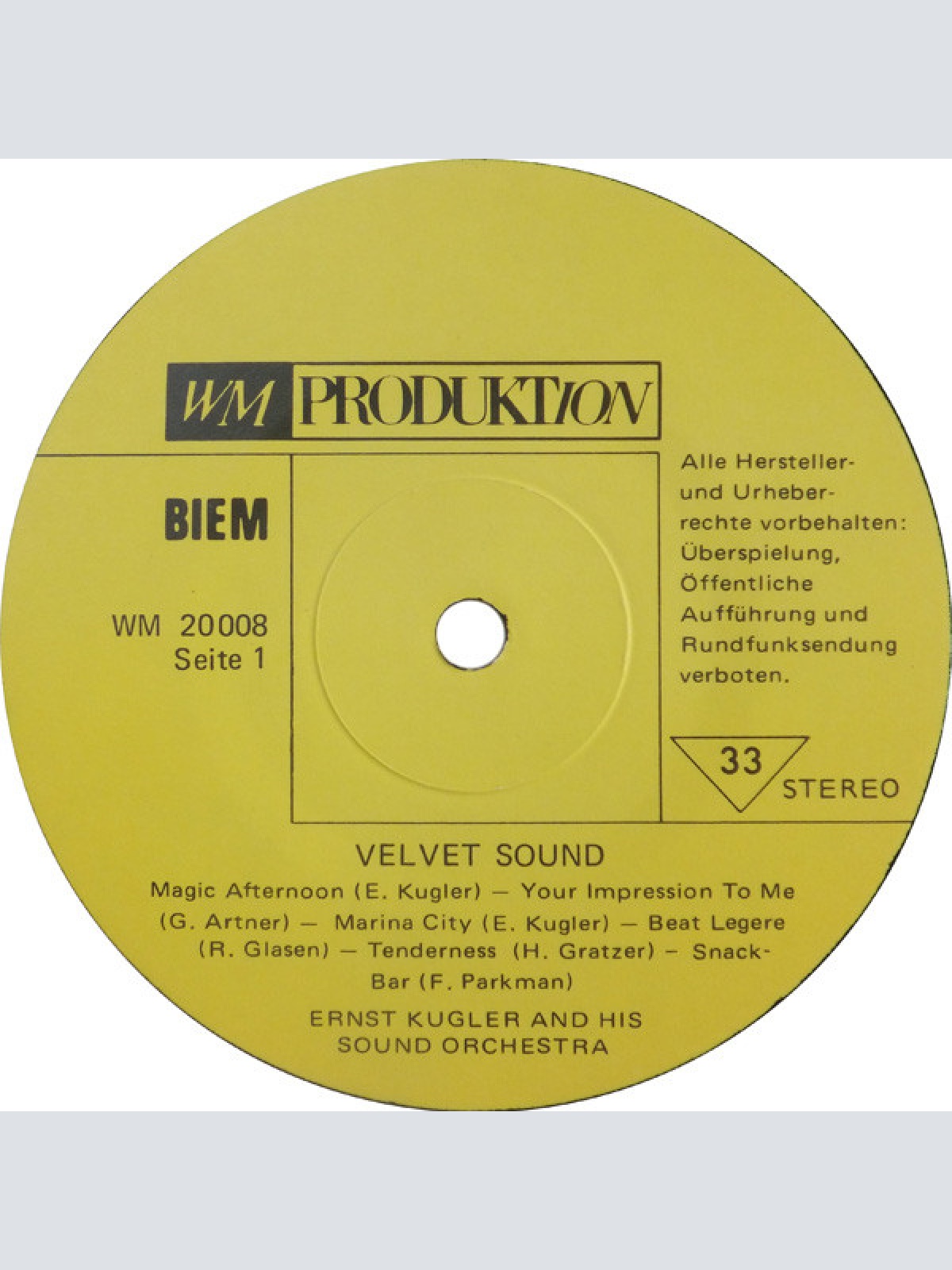 Vinyl / Ernst Kugler And His Sound Orchestra* - Velvet Sound