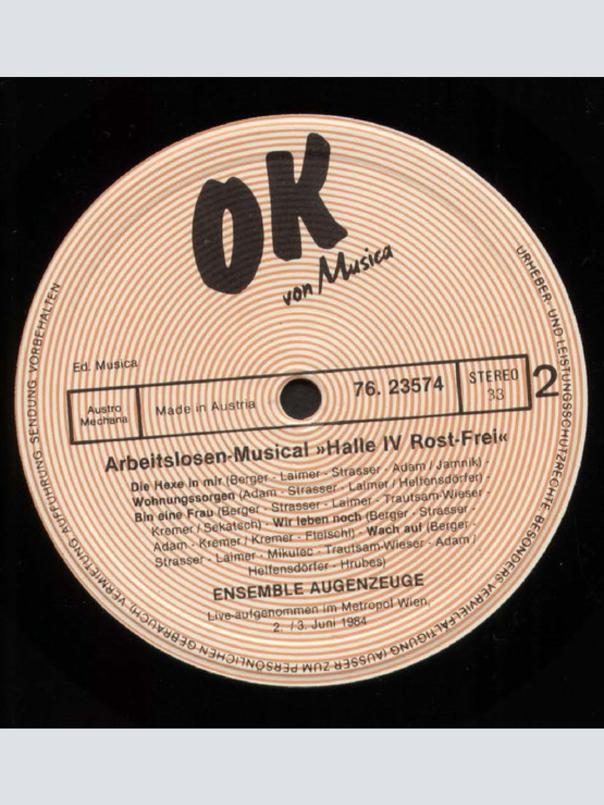 Vinyl / Ensemble Augenzeugen - Arbeitslosen - Musical »Halle IV Rost-Frei«