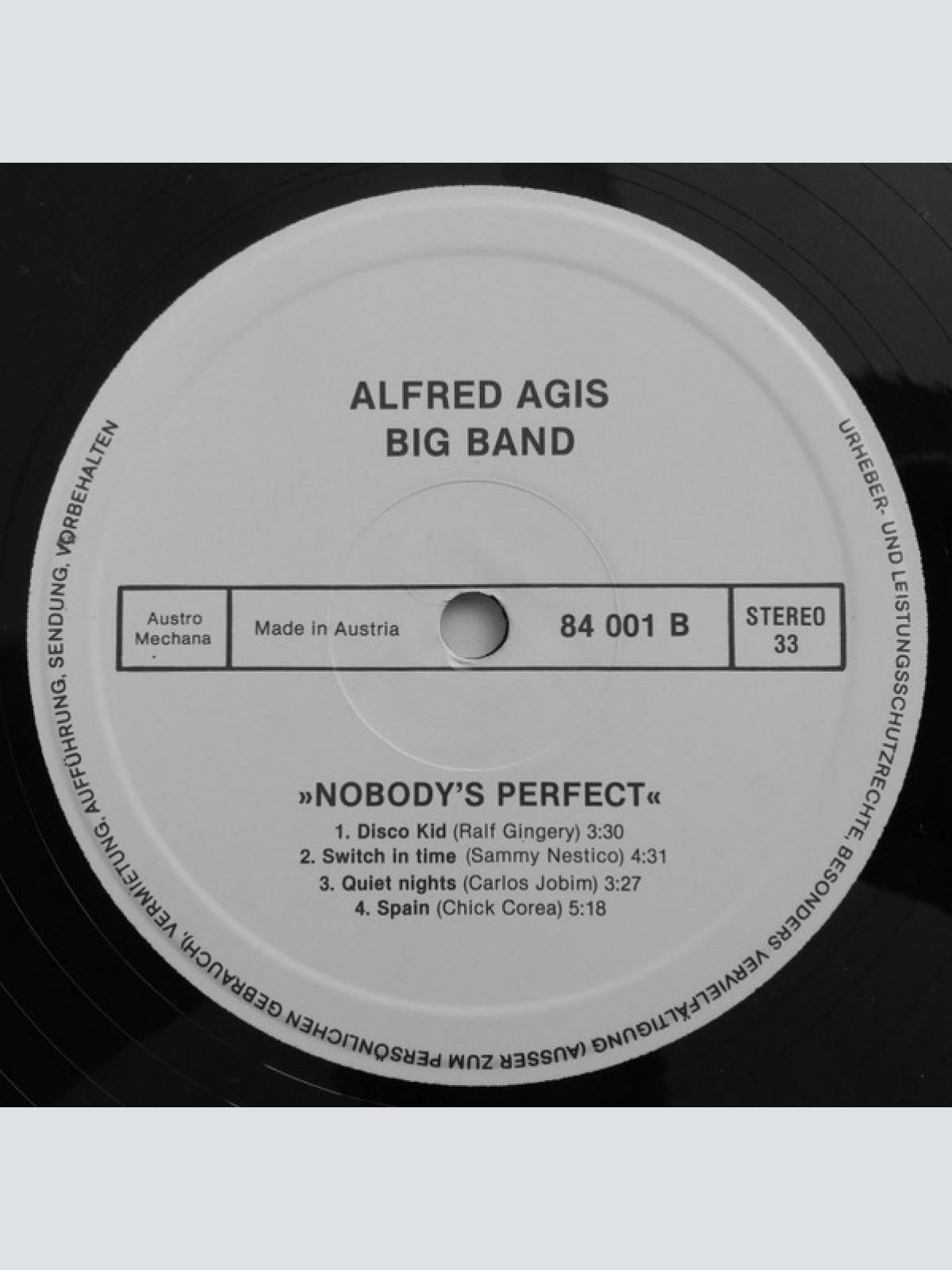 Vinyl / Alfred Agis Big Band - Nobody's Perfect