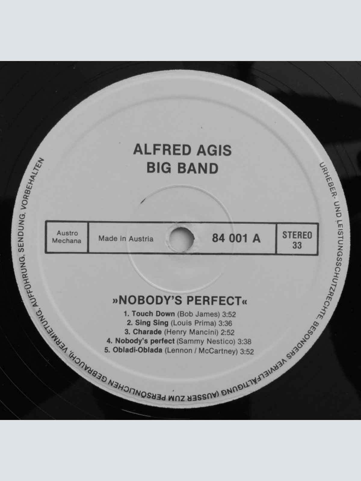Vinyl / Alfred Agis Big Band - Nobody's Perfect