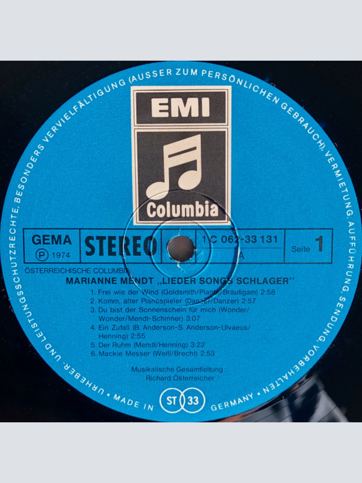 Vinyl / Marianne Mendt - Lieder Songs Schlager