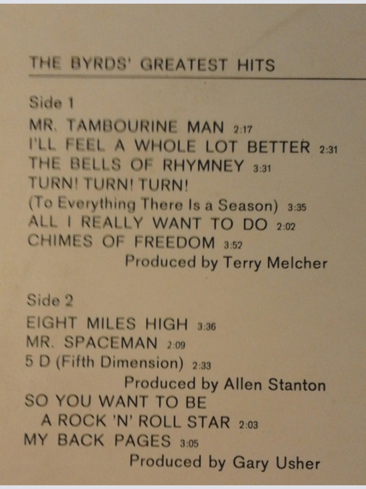 Vinyl / The Byrds - Greatest Hits