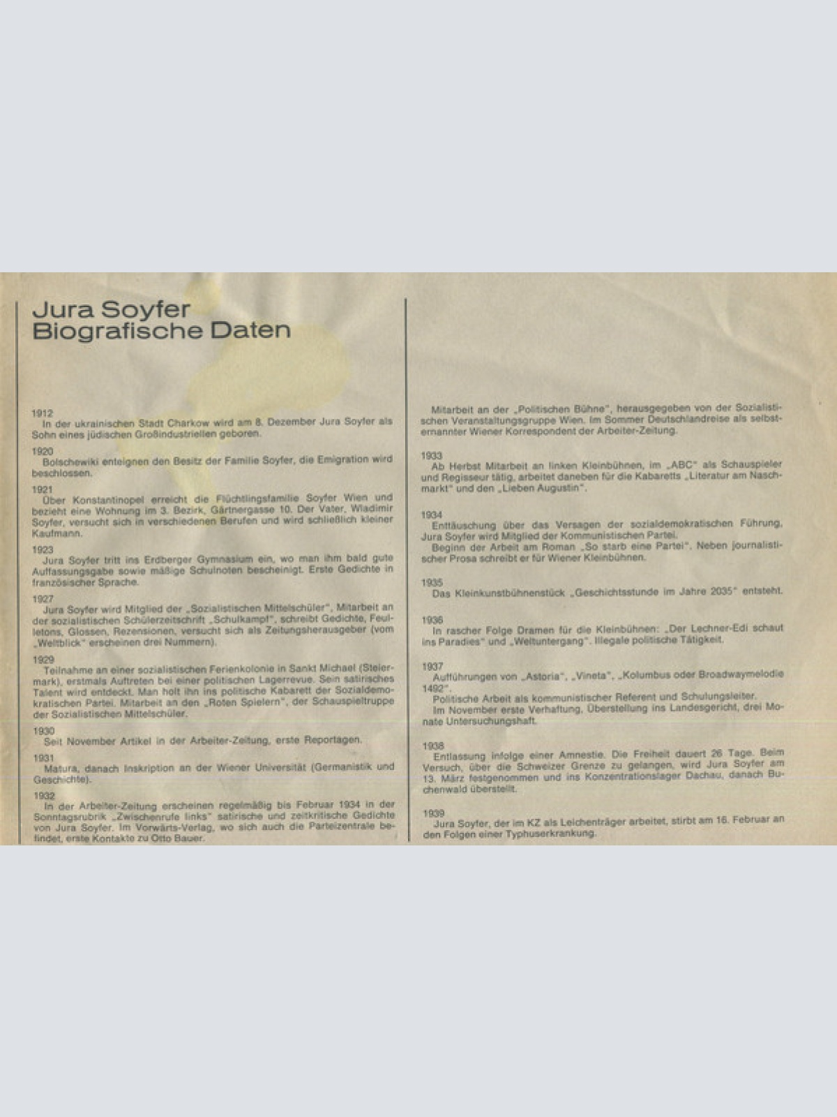 Vinyl / Jura Soyfer / Schmetterlinge - Verdrängte Jahre