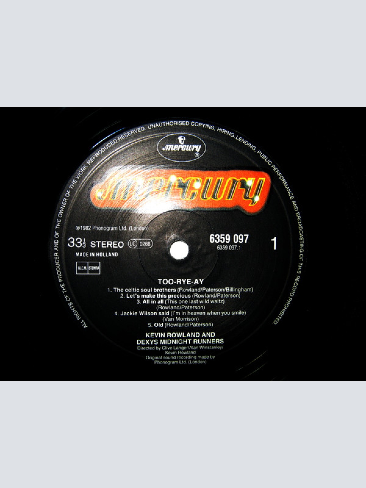 Vinyl / Kevin Rowland & Dexys Midnight Runners - Too-Rye-Ay