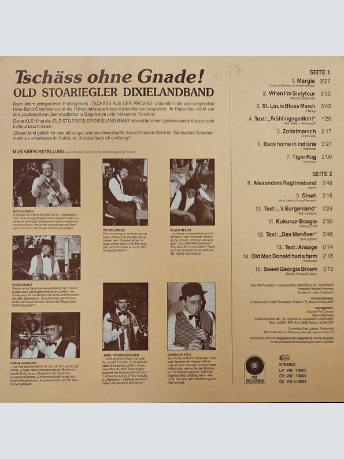 Vinyl / Old Stoariegler Dixielandband - Tschäss Ohne Gnade