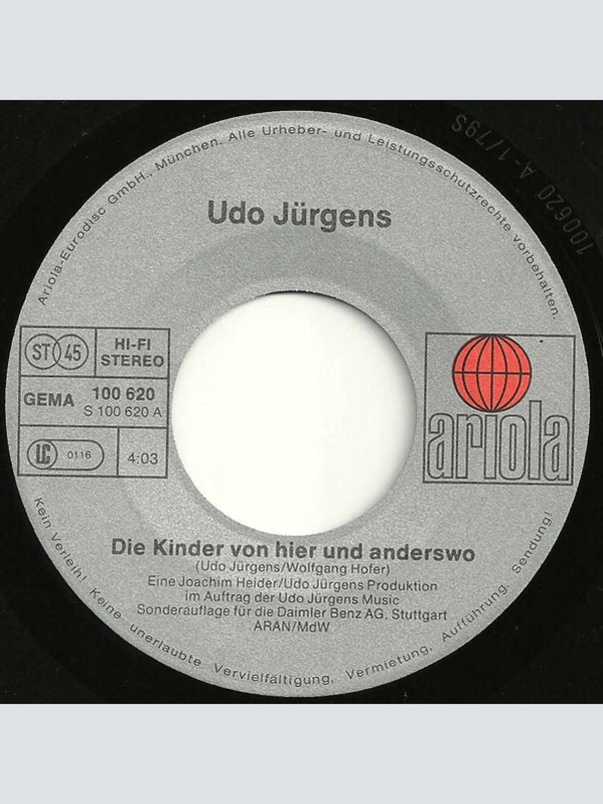 Vinyl / Udo Jürgens - Die Kinder Von Hier Und Anderswo