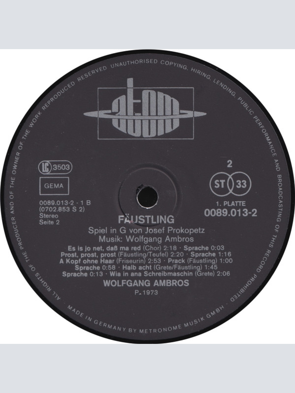 Vinyl / Ambros* - Prokopetz* - Fäustling