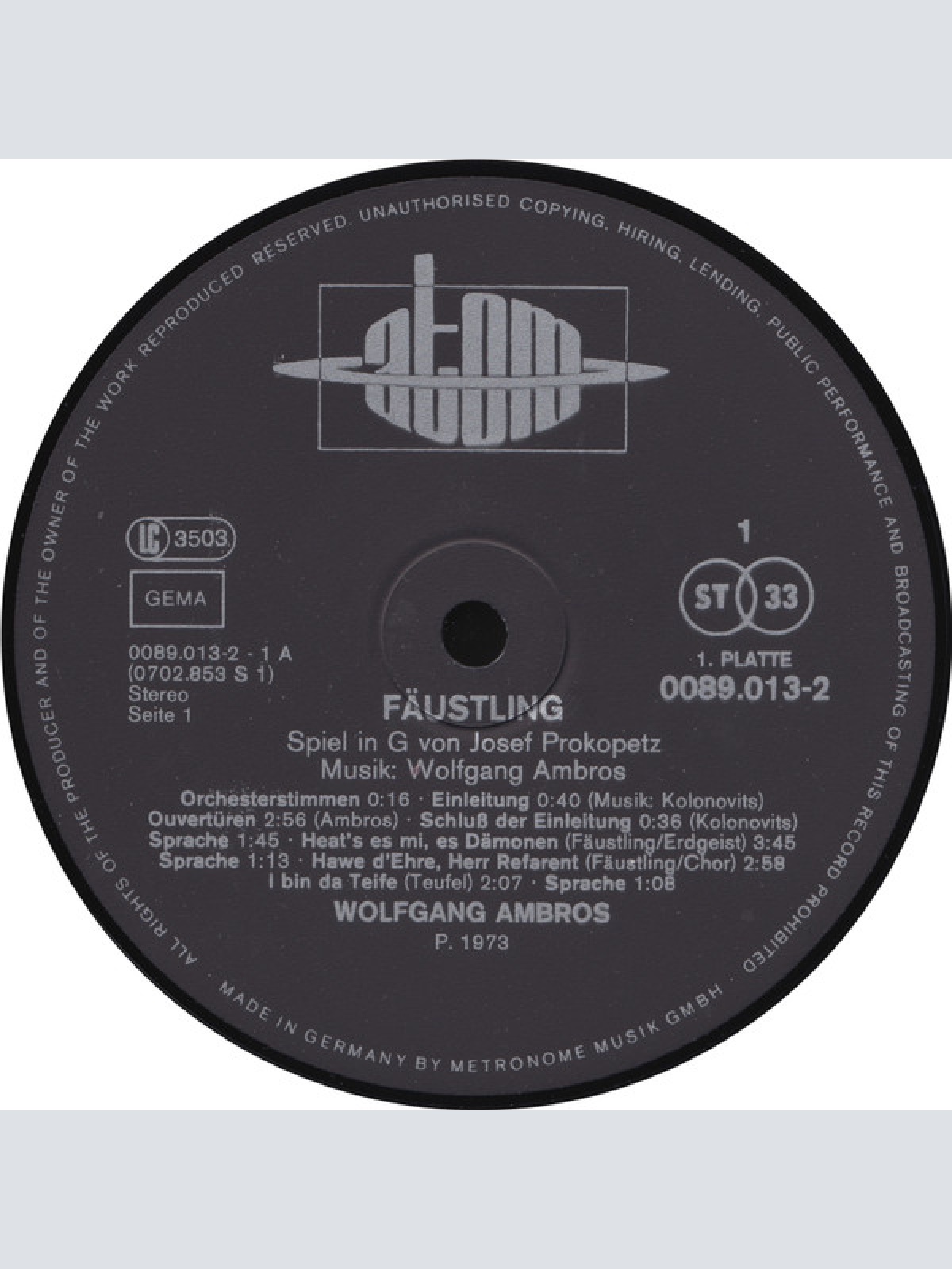 Vinyl / Ambros* - Prokopetz* - Fäustling