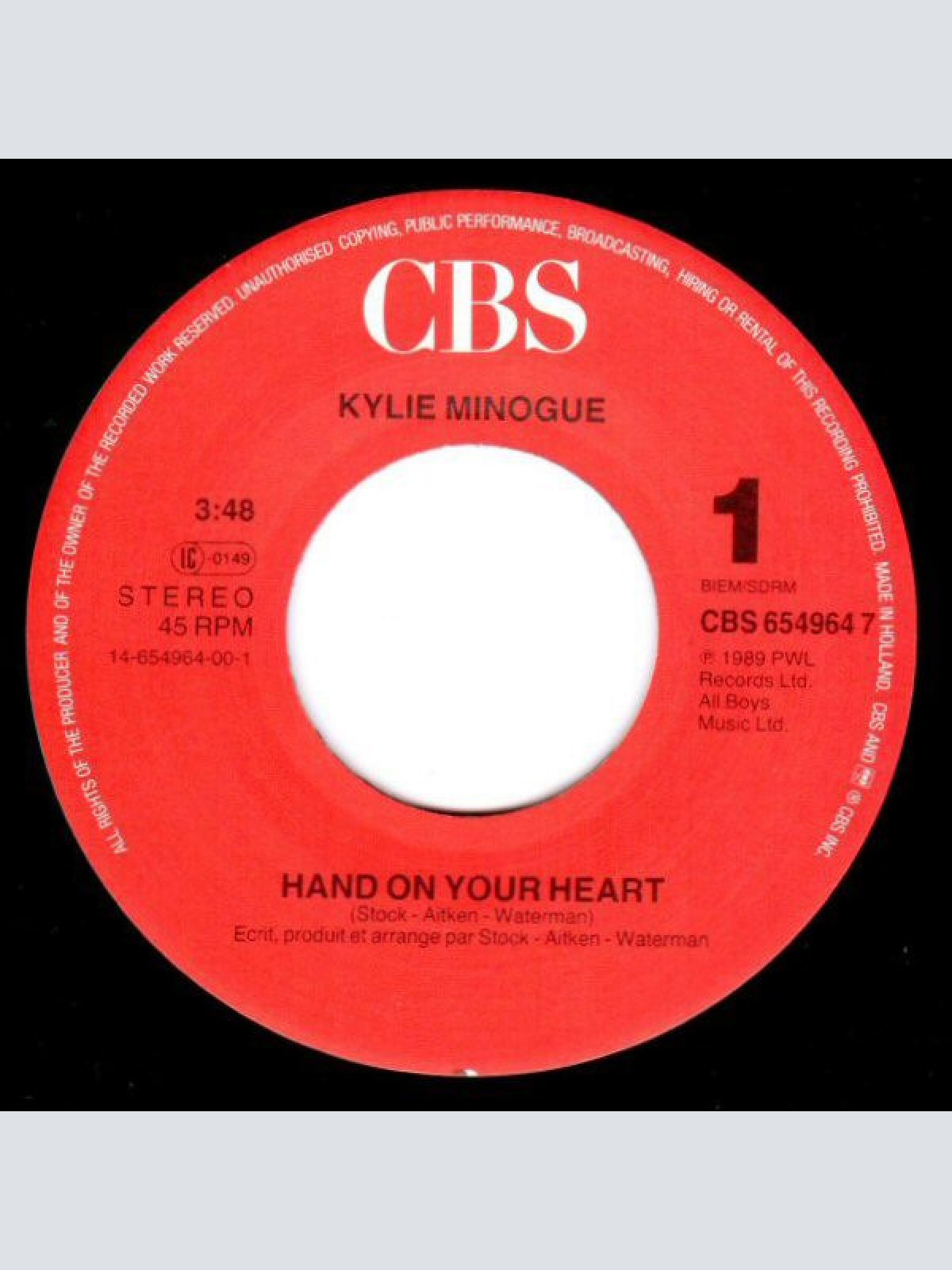 Vinyl / Kylie Minogue - Hand On Your Heart