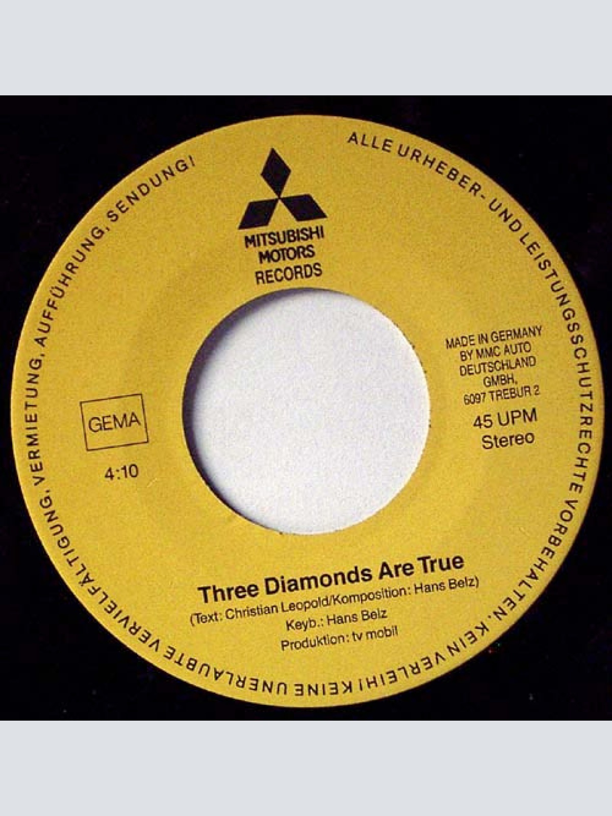 Vinyl / Hans Belz - Three Diamonds Are True / Highway Dreams