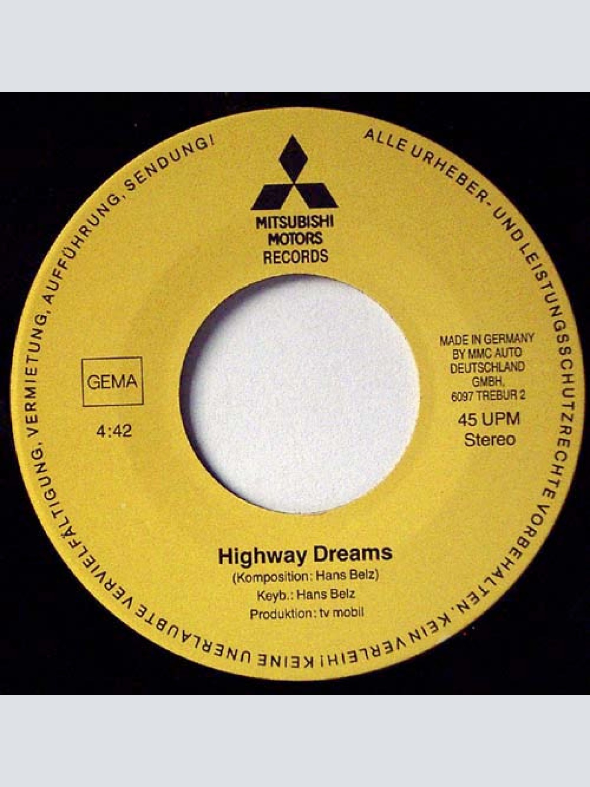 Vinyl / Hans Belz - Three Diamonds Are True / Highway Dreams