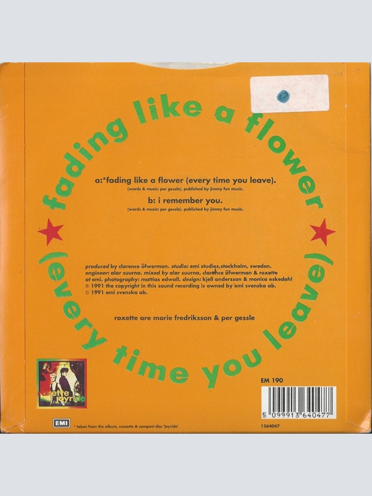 Vinyl / Roxette - Fading Like A Flower (Every Time You Leave)