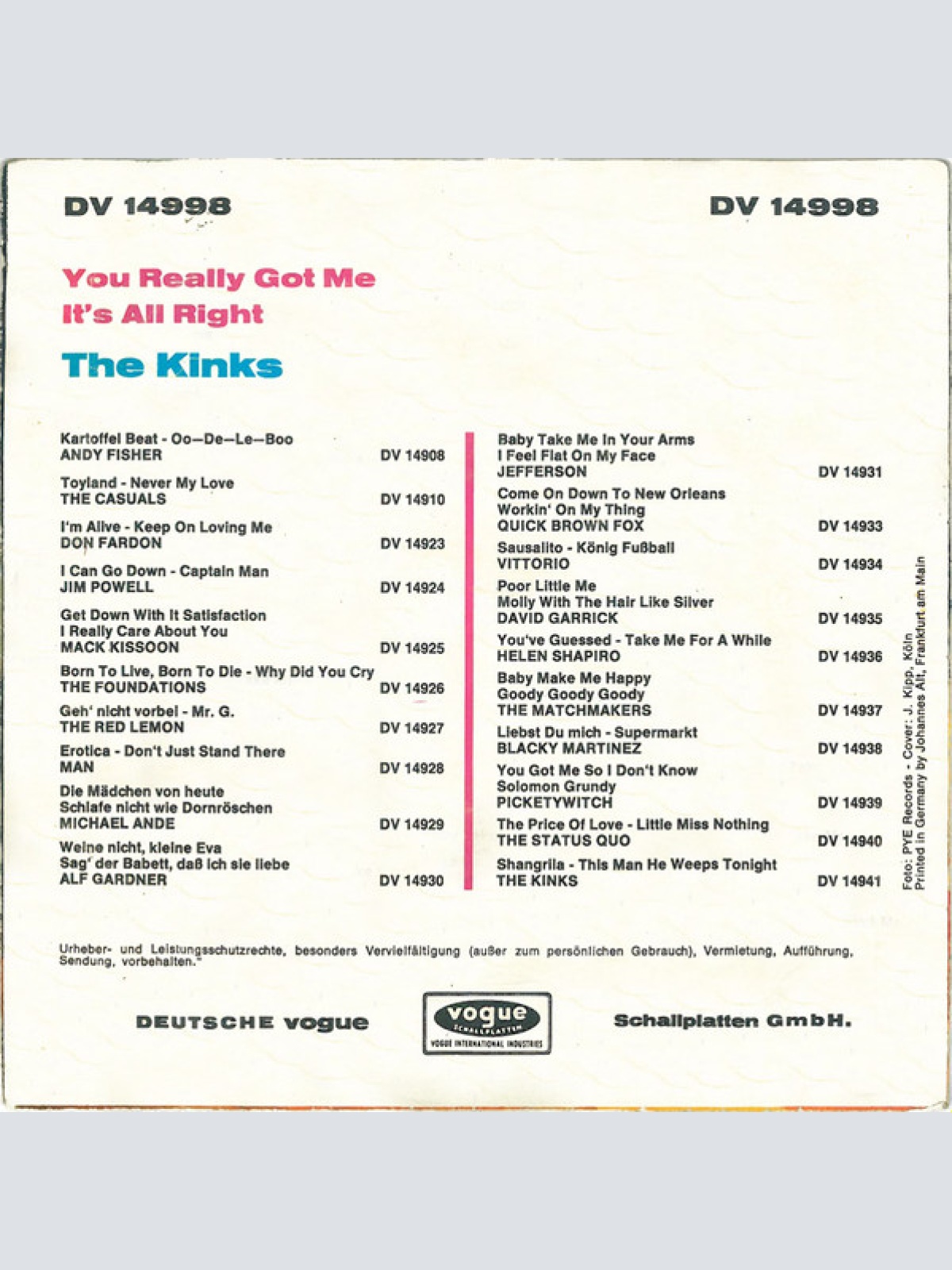 Vinyl / The Kinks - You Really Got Me