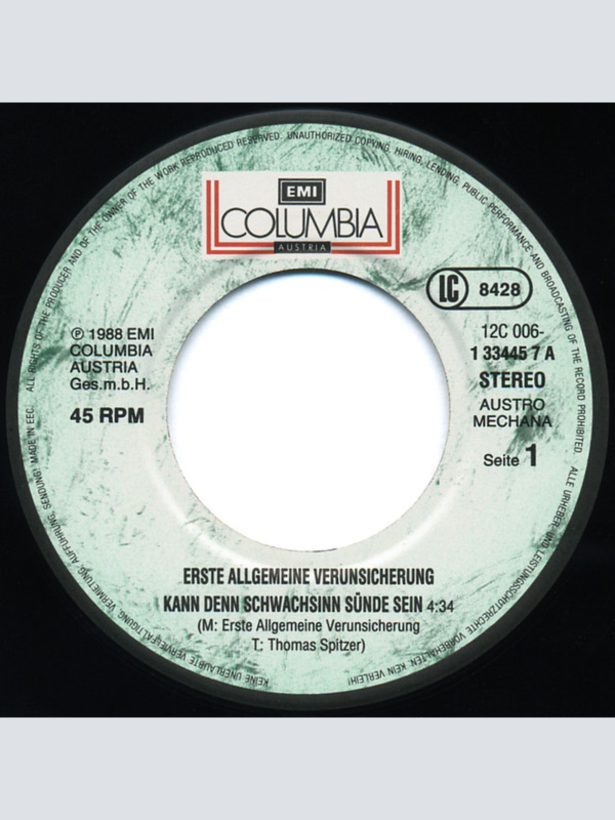 Vinyl / Erste Allgemeine Verunsicherung* - Kann Denn Schwachsinn Sünde Sein...?