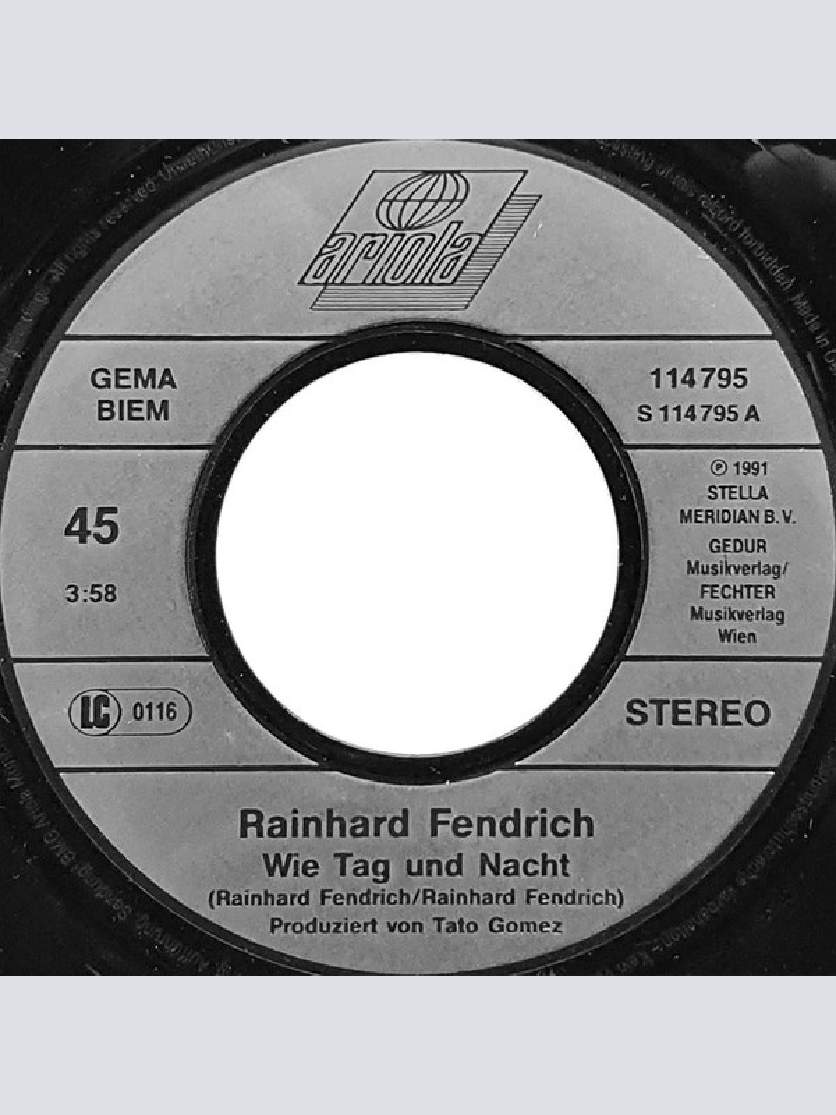Vinyl / Rainhard Fendrich - Wie Tag Und Nacht