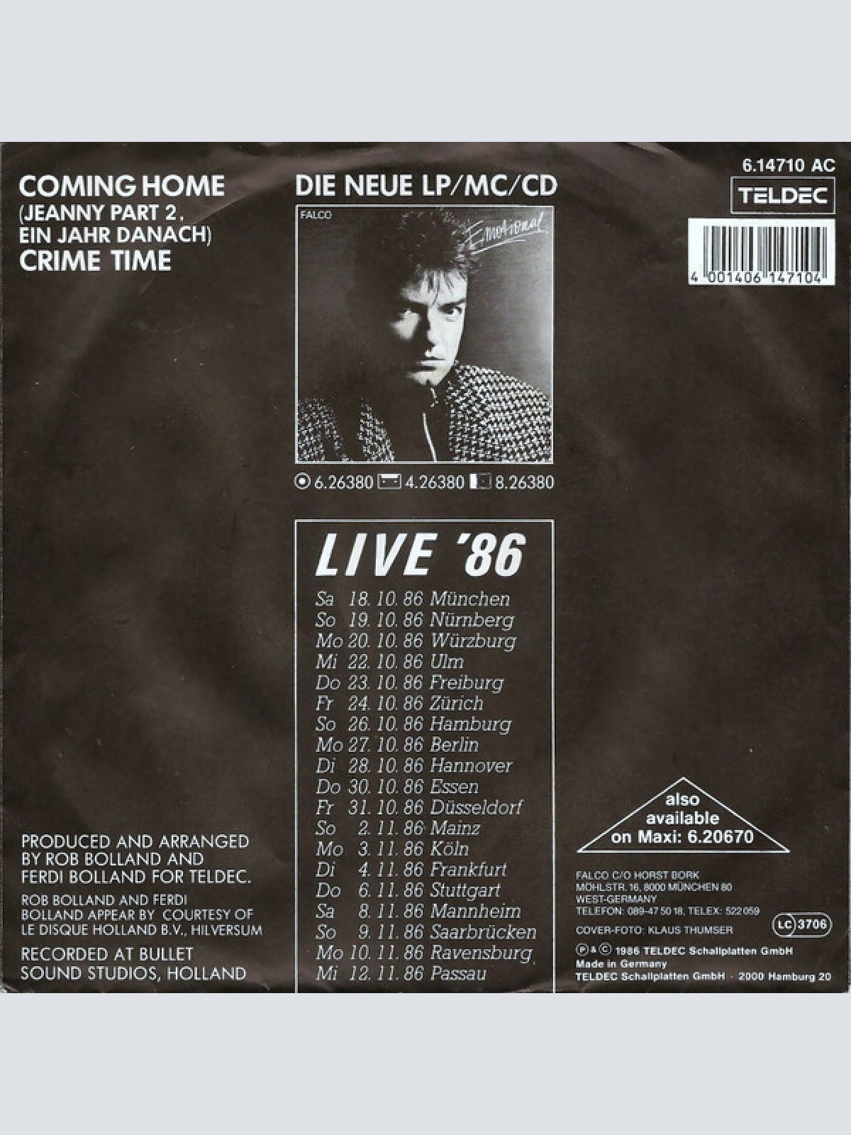 Vinyl / Falco - Coming Home (Jeanny Part 2, Ein Jahr Danach)