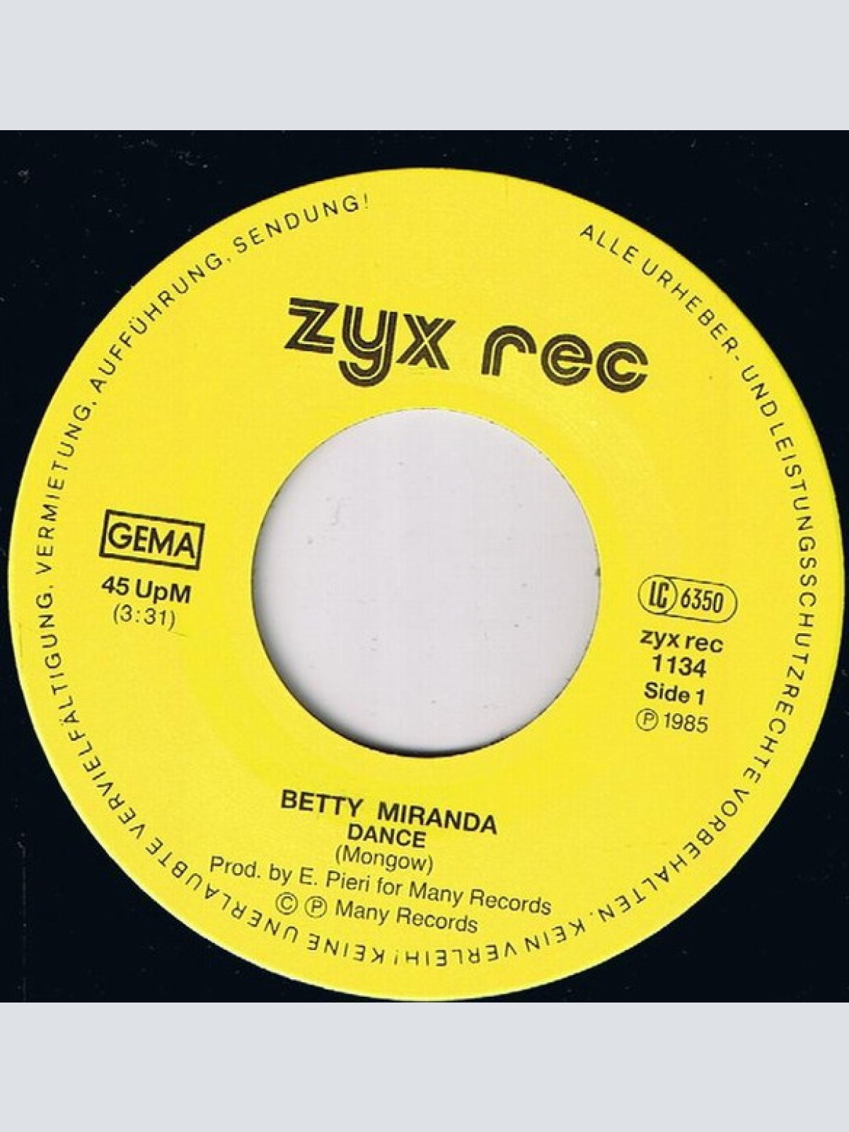 Vinyl / Betty Miranda - Dance / Let's All Fall In Love