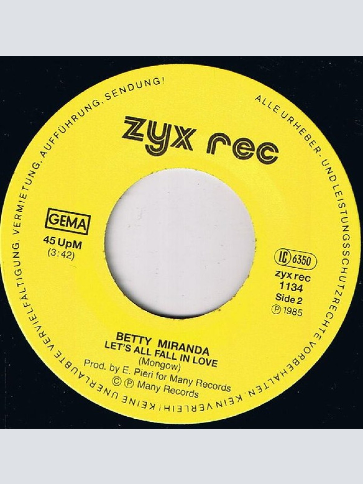 Vinyl / Betty Miranda - Dance / Let's All Fall In Love