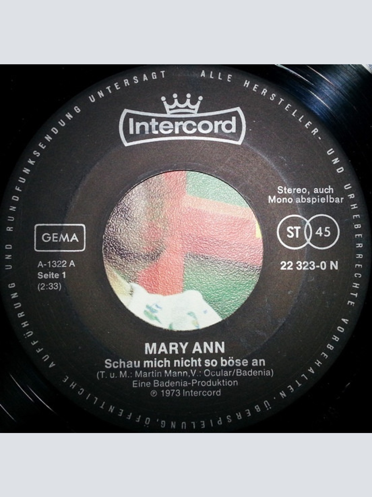 Vinyl / Mary Ann* - Schau Mich Nicht So Böse An / Ein Tag So Schön Wie Heut'
