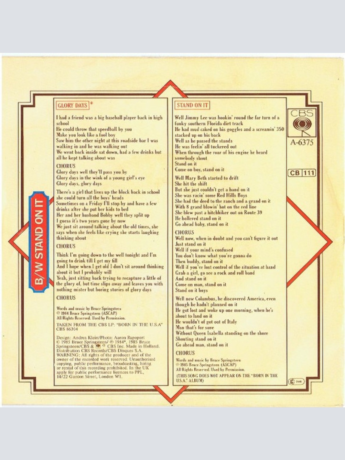 Vinyl / Bruce Springsteen - Glory Days