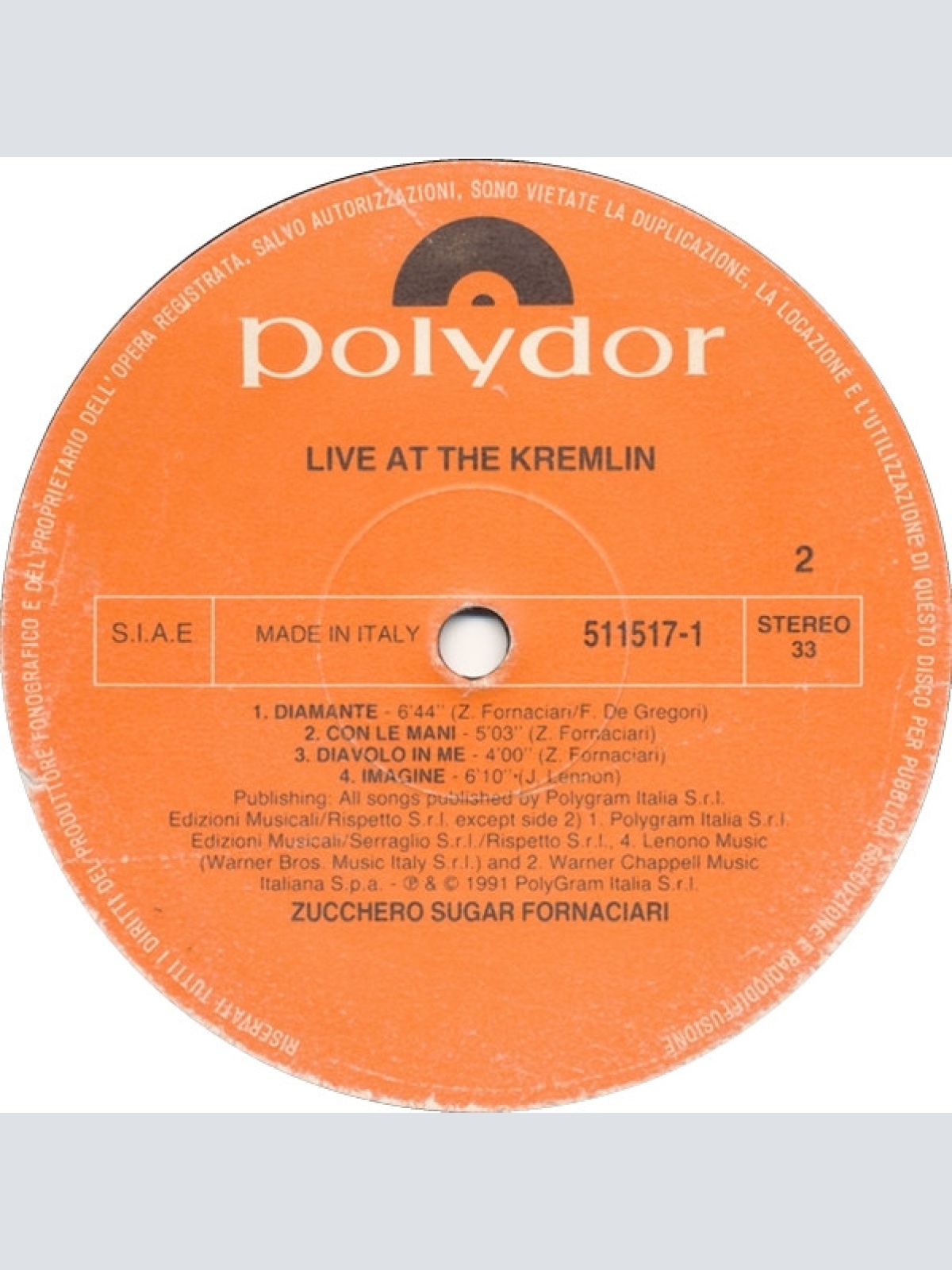 Vinyl / Zucchero - Цуккеро Live At The Kremlin