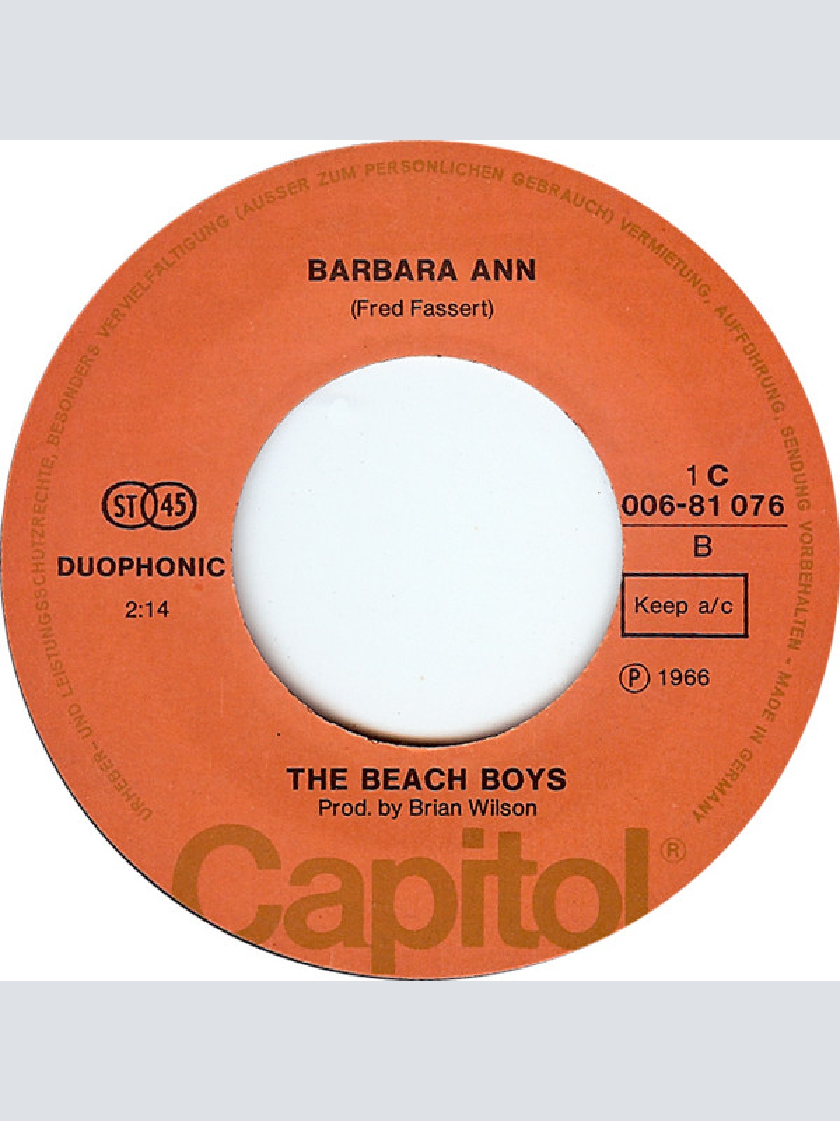 Vinyl / The Beach Boys - Sloop John B / Barbara Ann