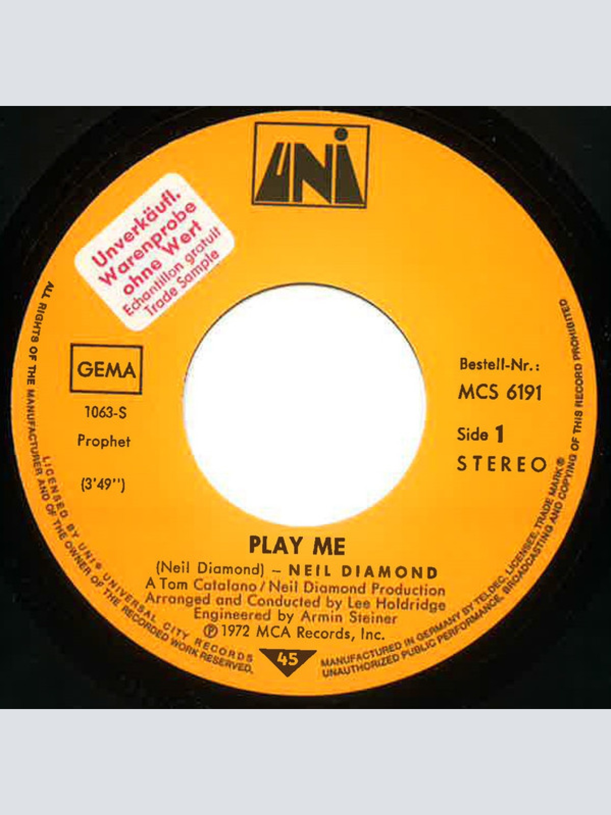 Vinyl / Neil Diamond - Play Me / Porcupine Pie