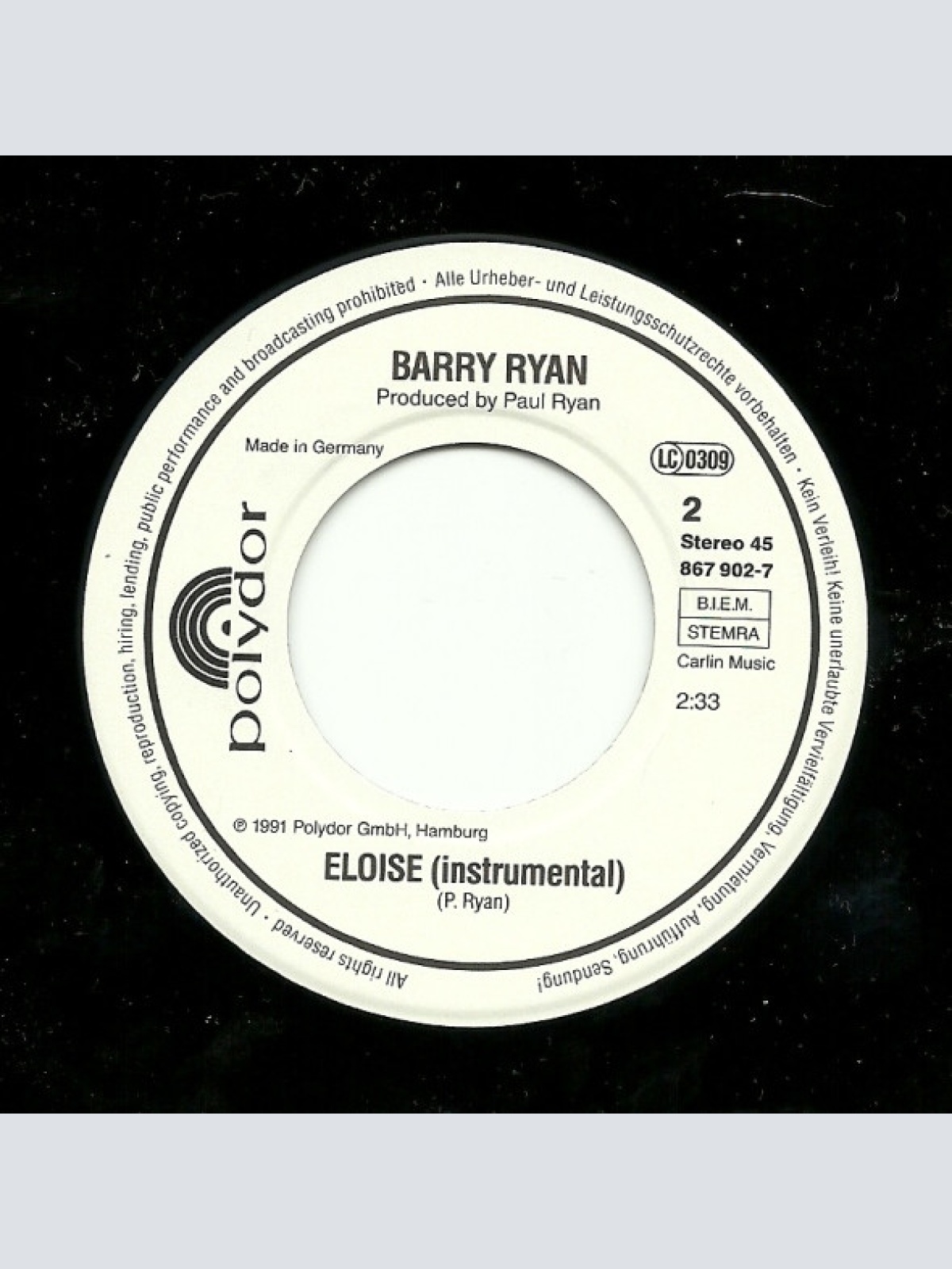 Vinyl / Barry Ryan - Eloise ('91 Version)