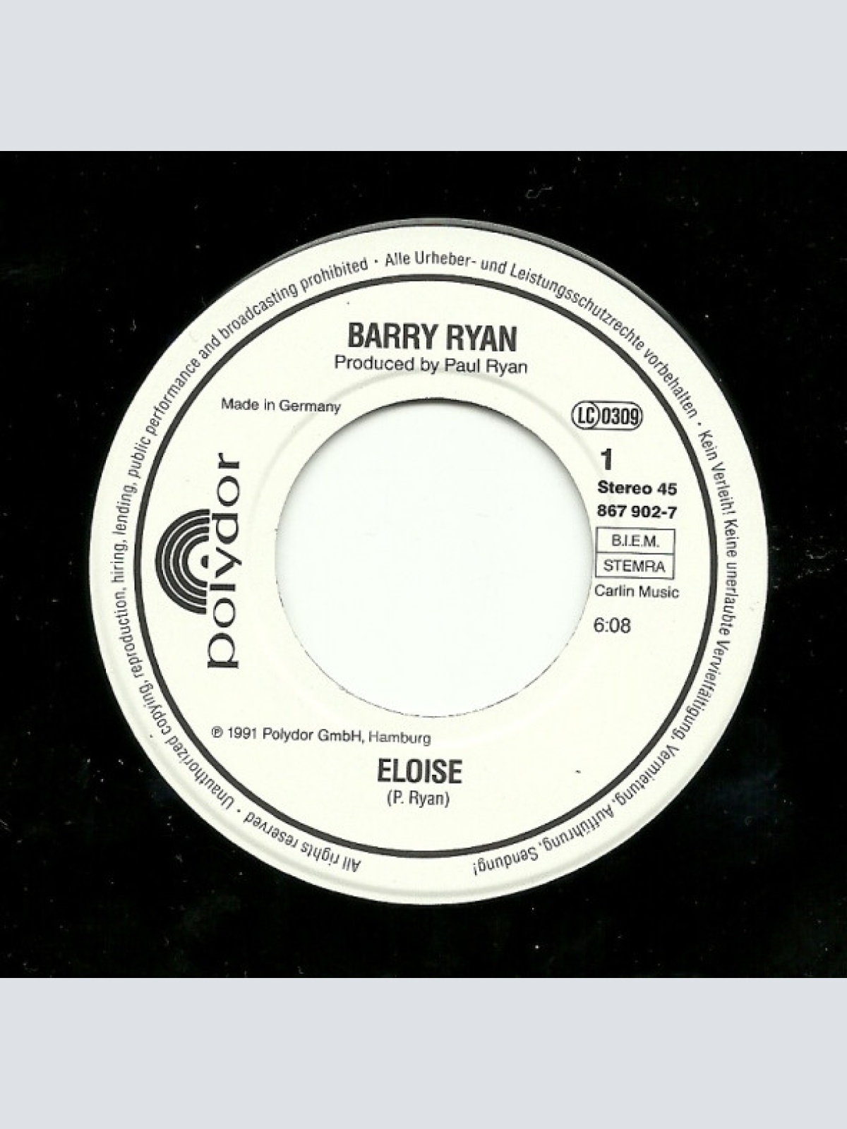 Vinyl / Barry Ryan - Eloise ('91 Version)