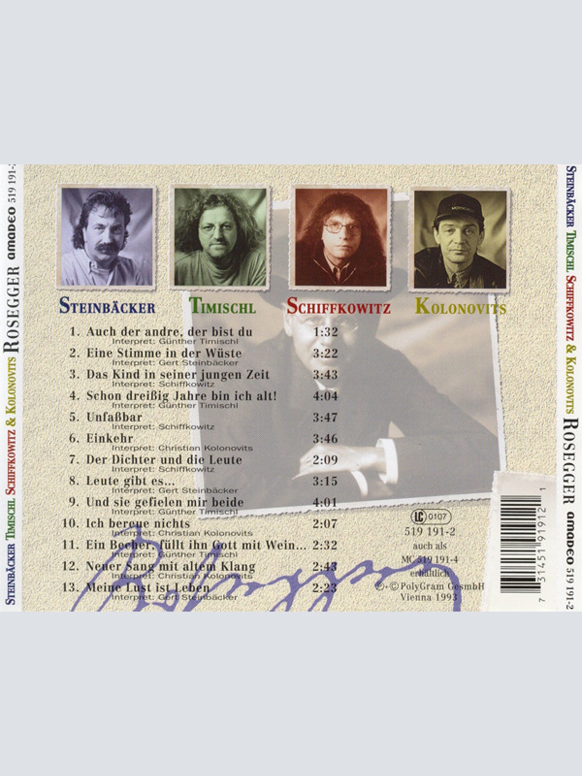 CD / Steinbäcker Timischl Schiffkowitz* & Kolonovits* - Rosegger