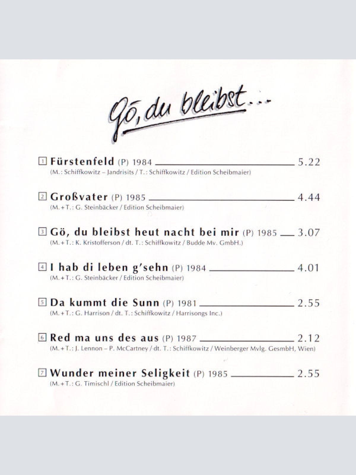 CD / STS (3) - Gö, Du Bleibst...